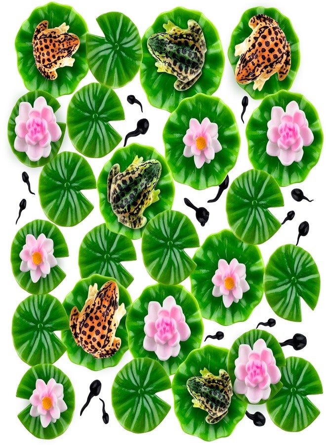 Puideon 30 Pcs Pond Accessories,Miniature Tadpoles Lotus Lily Pads for Outdoor Pond Pool Garden Water Decoration - Image 1